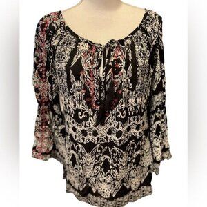 Soft Sorroundings Grace Embroidered black and white tunic. Size XS
